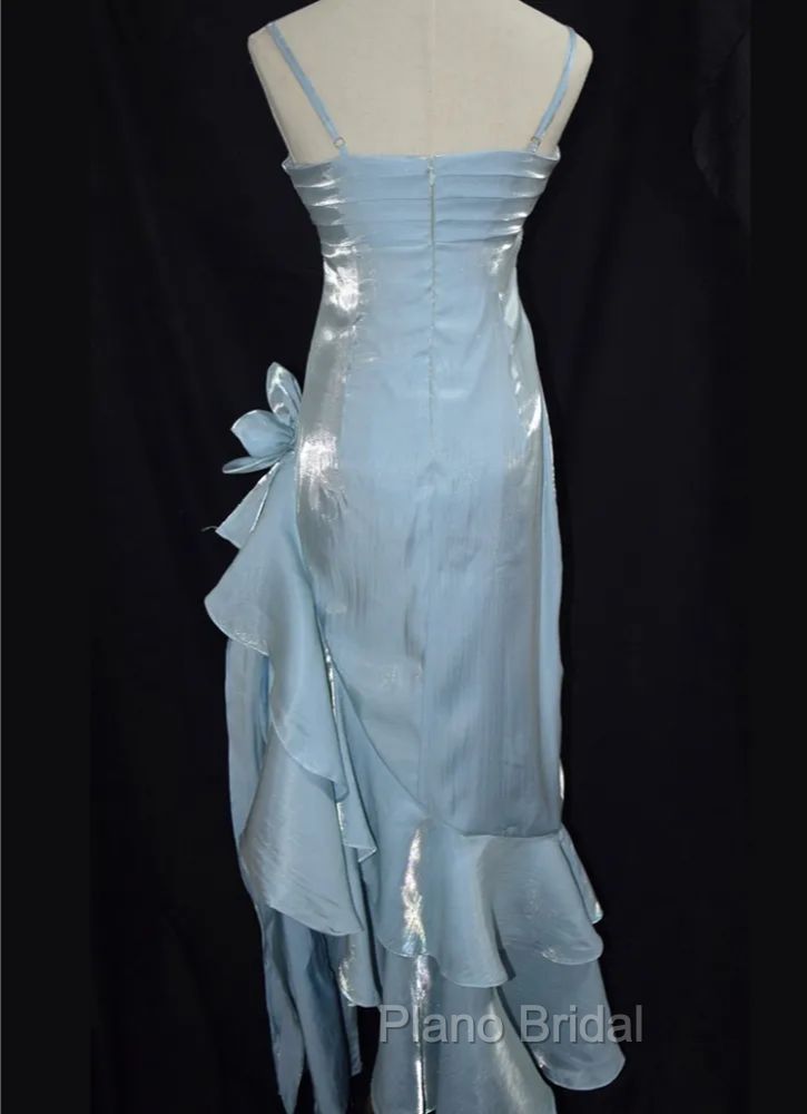 Baby Blue Vintage Floral Dresses Asymmetrical Hem Formal Prom Gown Secondary image