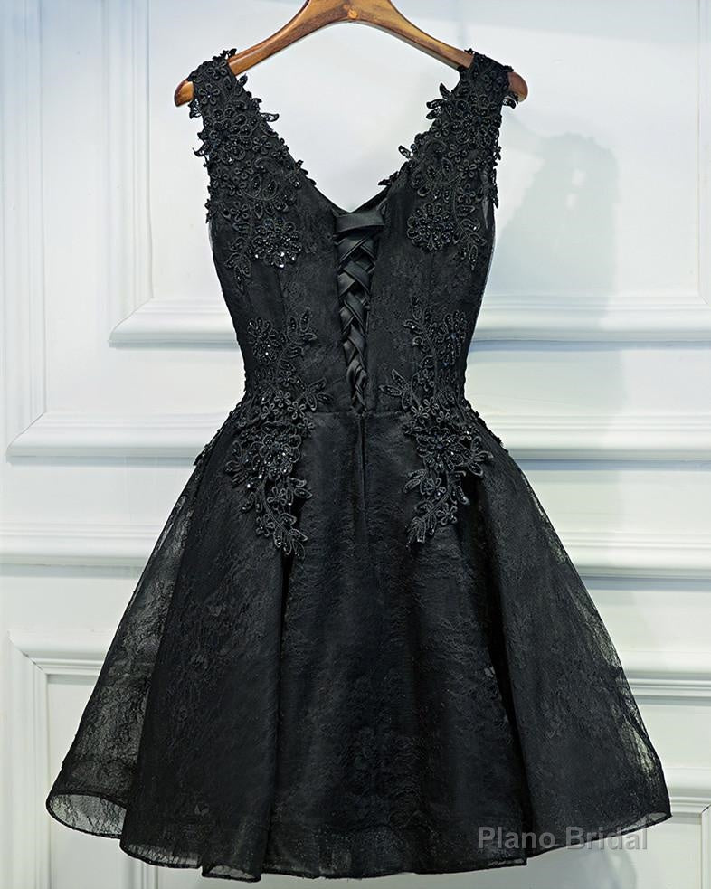 Black Lace Graduation Dresses, A Line Black Homecoming Dresses, Semi Formal Dress Secondary image