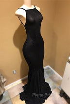 Backless black Formal Prom Dresses, sequins evening gowns