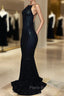 Backless black Formal Prom Dresses, sequins evening gowns