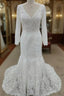 Backless Bohemian Simple V-Neck Long Sleeve Lace Wedding Dresses With Train