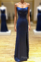 Backless Dark Navy Blue Long Formal Prom Dresses Formal Dresses