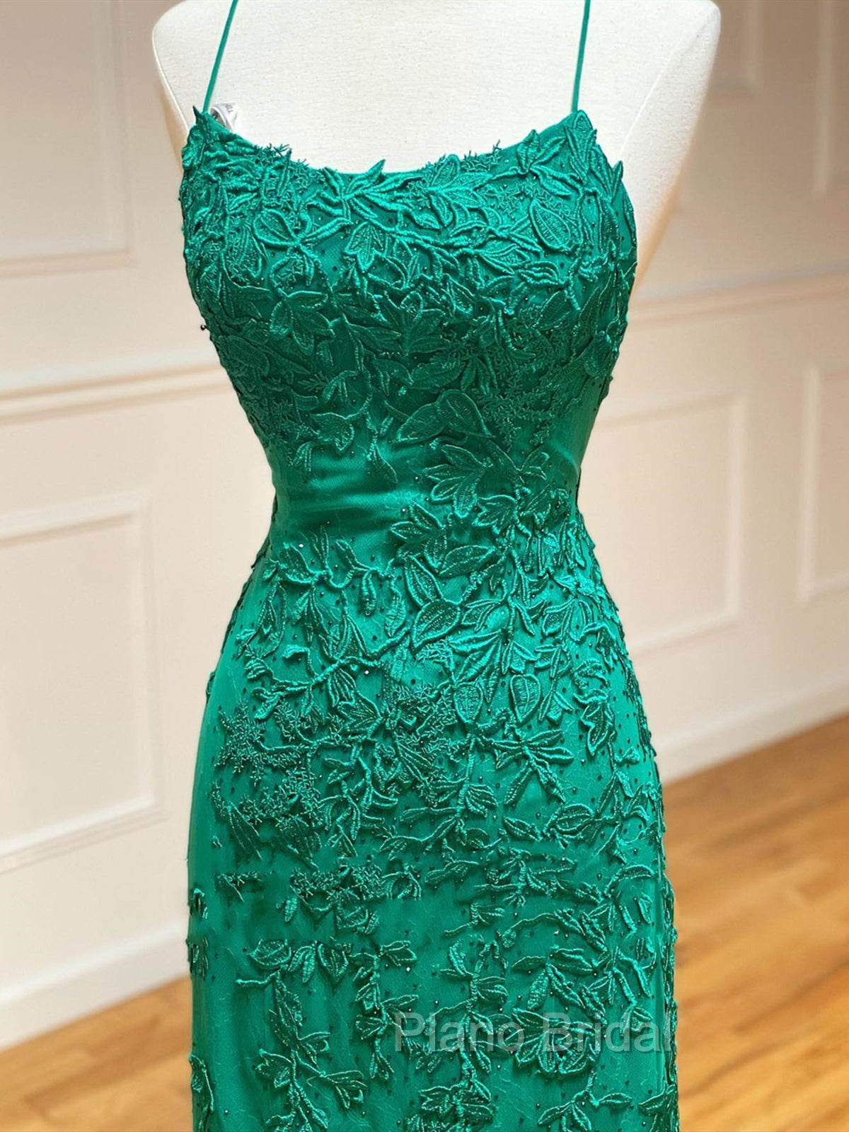 Backless Green Mermaid Lace Formal Prom Dresses, Open Back Green Lace Mermaid Formal Evening Dresses