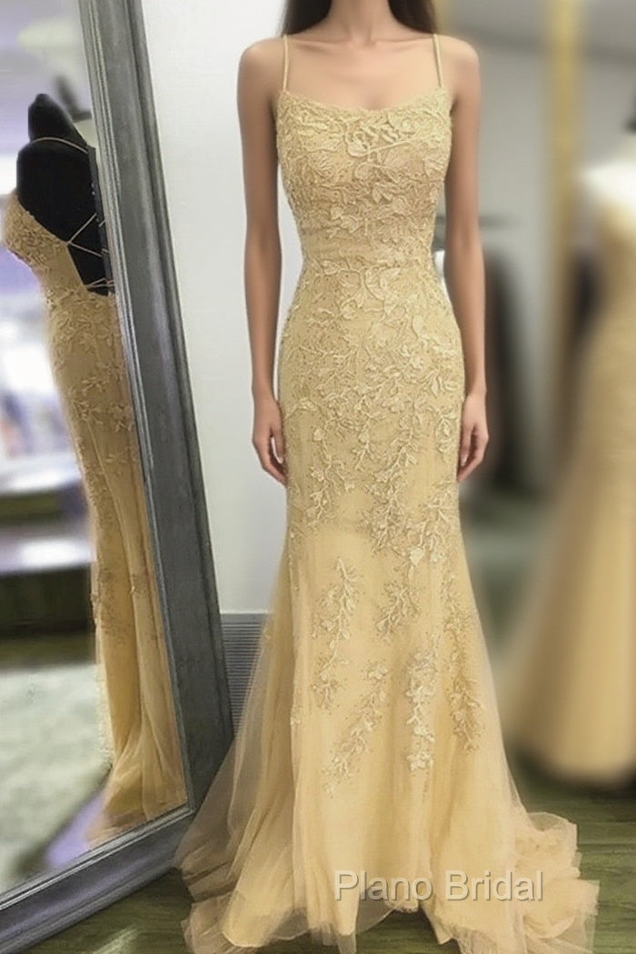 Backless Orange Lace Long Formal Prom Dresses, Mermaid Orange Lace Formal Dresses Main image