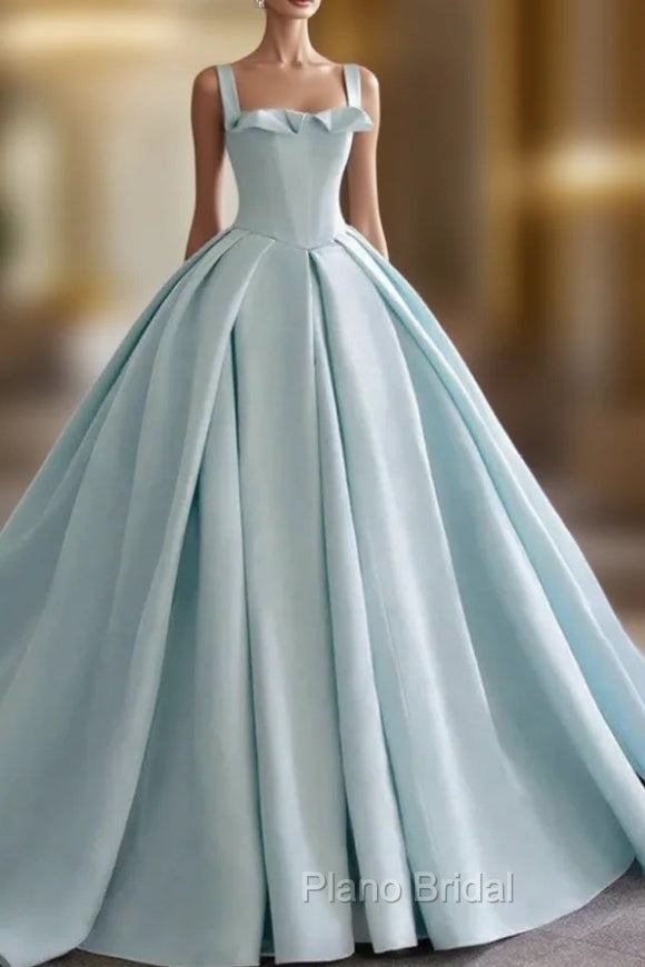 Ball Gown Blue Satin Formal Prom Dresses Main image