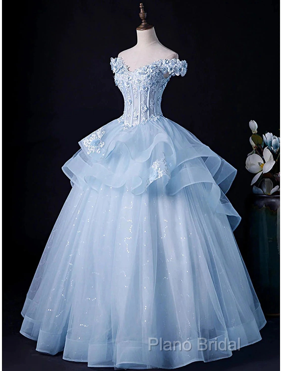 Ball Gown Formal Gown Minimalist Dresses Formal Wedding Guest Floor Length Sleeveless Off Shoulder Tulle Backless With Pleats Appliques Secondary image