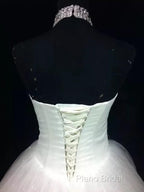 Ball-Gown Halter Beading Floor-Length Tulle Wedding Dresses