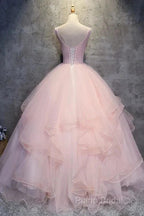 Ball Gown Long Formal Prom Dresses Flowers Gorgeous Quinceanera Dresses With Flowers