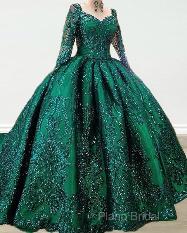 Ball Gown Long Sleeves Sequin Embroidery Dresses Secondary image