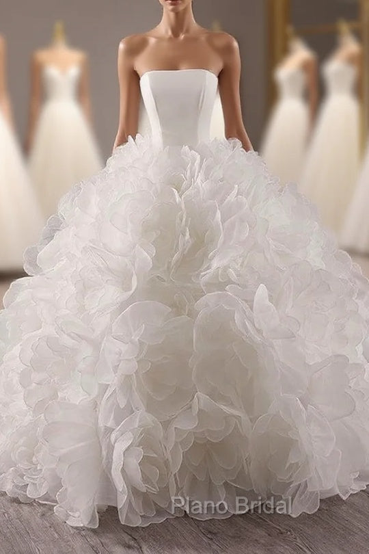 Ball Gown Luxury White Tulle 3D Flower Wedding Dresses Main image