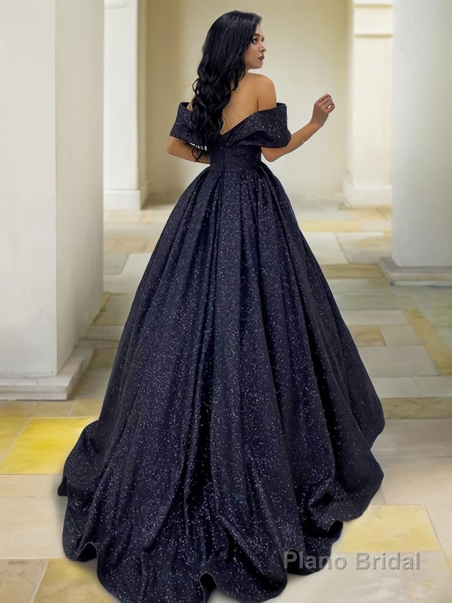 Ball Gown Off-the-Shoulder Sweep Train Prom Dresses With Ruffles Secondary image