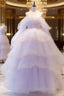 Ball Gown Off The Shoulder Tulle Lilac Formal Prom Dresses Formal Dresses