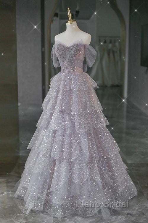 Ball Gown Off The Shoulder Tulle Formal Prom Dresses Evening Dresses
