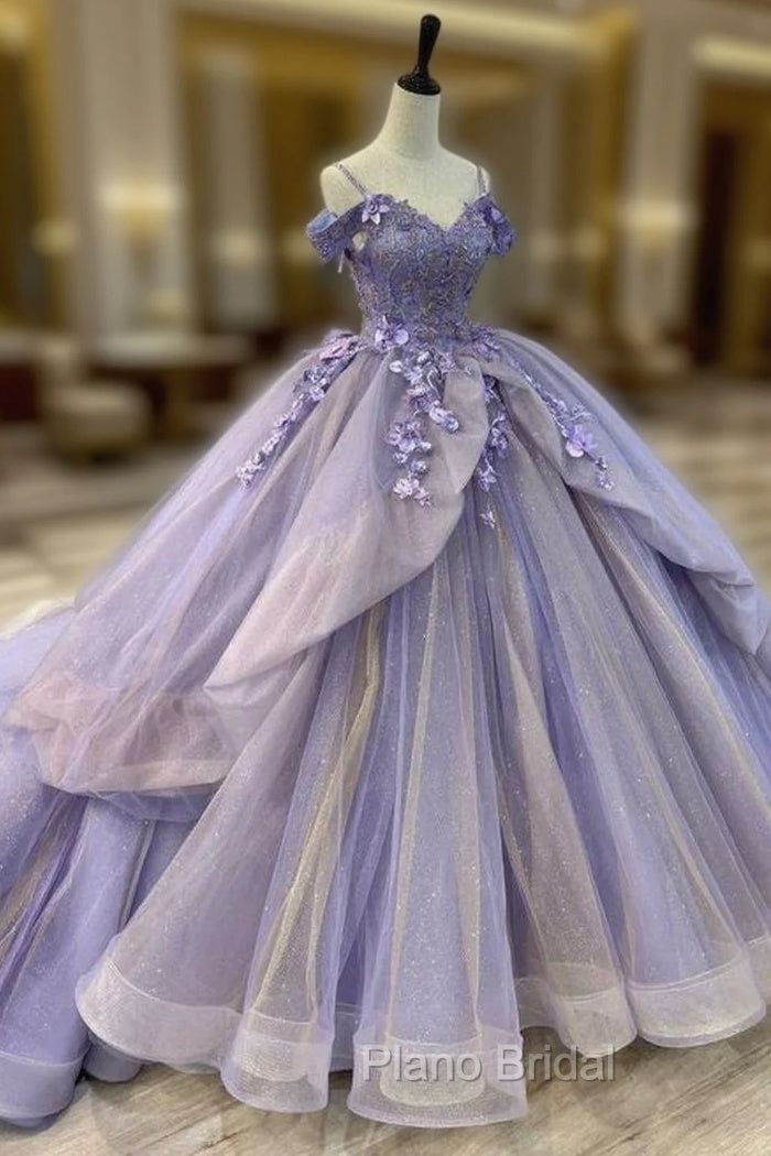 Ball Gown Organza Off-the-Shoulder Lavender Quinceanera Dresses Main image