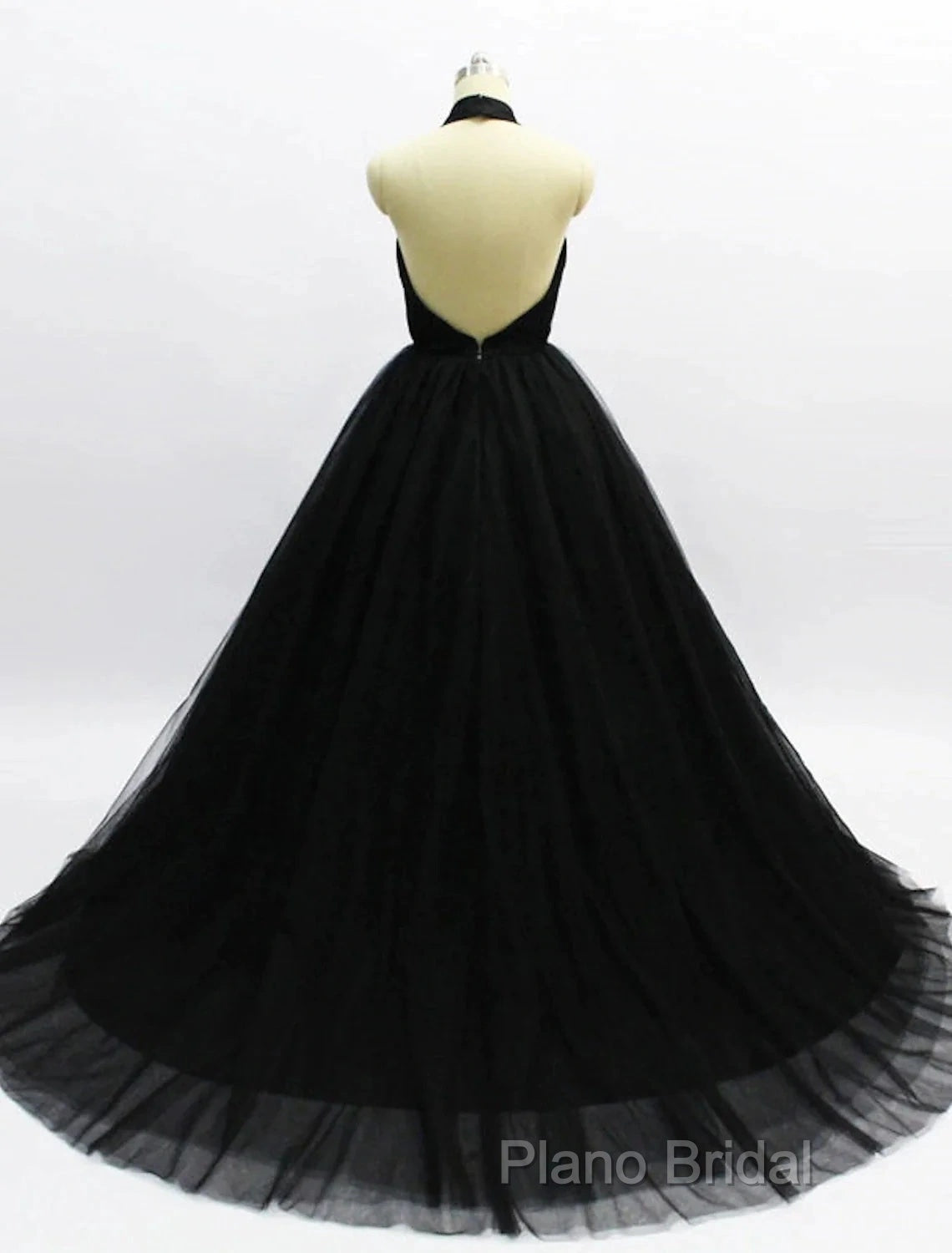 Ball Gown Formal Prom Dresses Open Back Dresses Wedding Party Court Train Sleeveless Halter Tulle Backless With Pleats