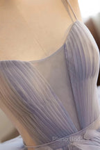 Ball Gown Ruffles Blue Tulle Lace Up Formal Prom Dresses