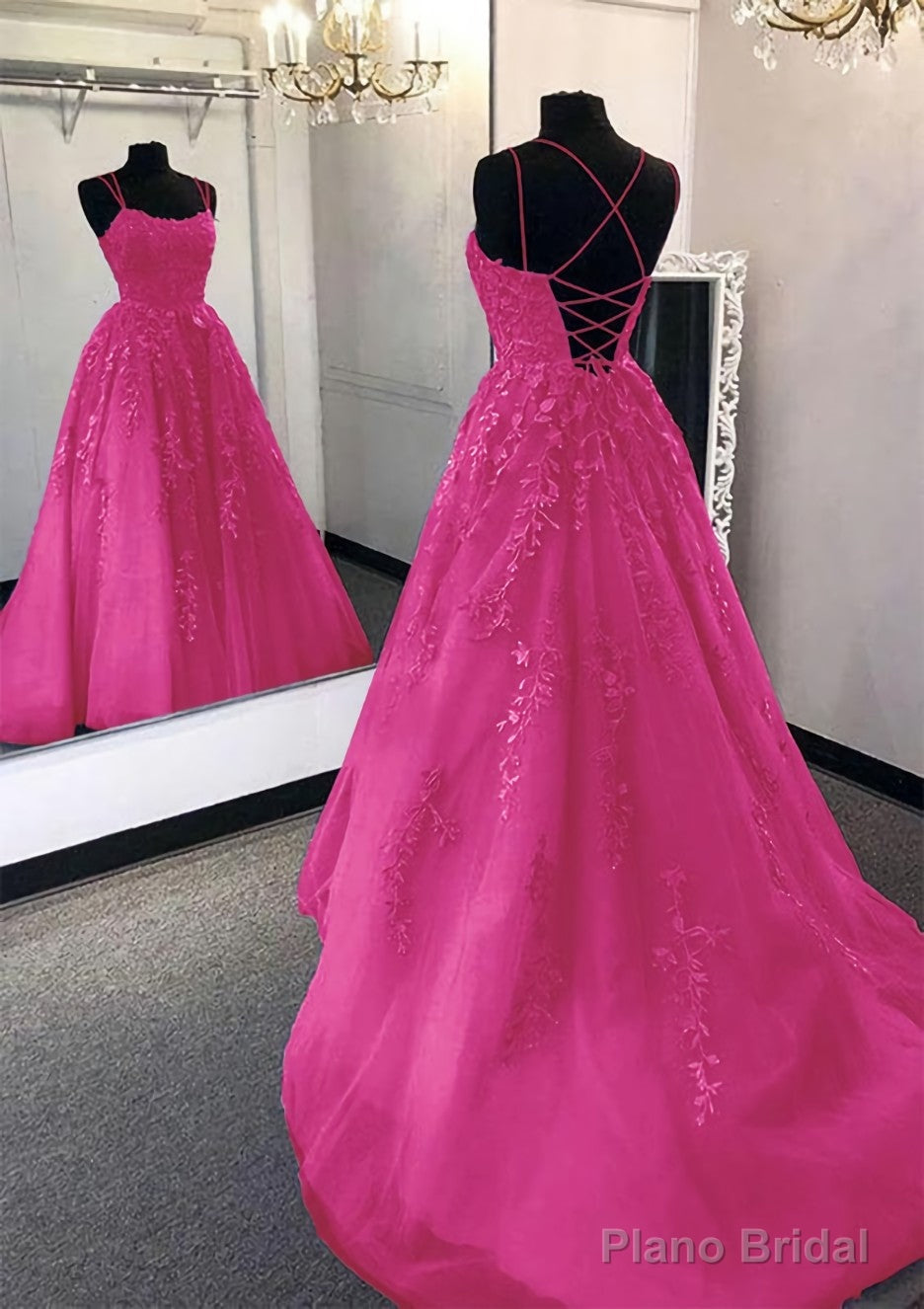Ball Gown Scoop Neck Long/Floor-Length Tulle Prom Dresses
