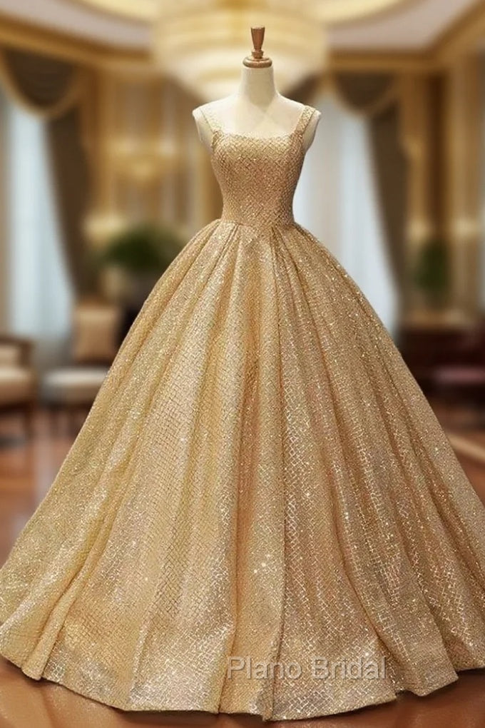 Ball Gown Sequins Gold Quinceanera Dresses Sweet 16 Dresses With Pocket Main image