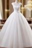 Ball Gown Sleeveless Square Floor-Length Ruffles Tulle Wedding Dresses