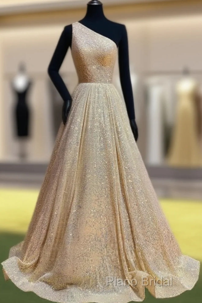 Ball Gown Sparkly One Shoulder Sequin Dresses Main image