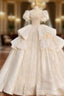 Ball Gown Square Beading Puff Sleeve Wedding Dresses