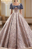 Ball Gown Square Puff Sleeve Formal Prom Dresses
