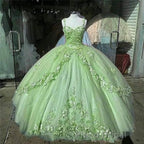 Ball Gown Sweet 16 Dresses Princess Quinceanera Dresses Lace Appliques Sweet 15 Party Formal Prom Ball Gowns