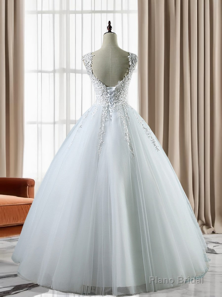 Ball-Gown Sweetheart Applique Floor-Length Tulle Wedding Dress Secondary image
