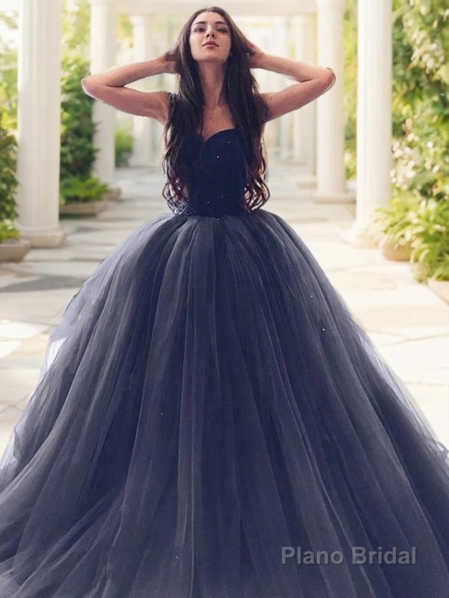 Ball Gown Sweetheart Floor-Length Tulle Prom Dresses With Beading Secondary image