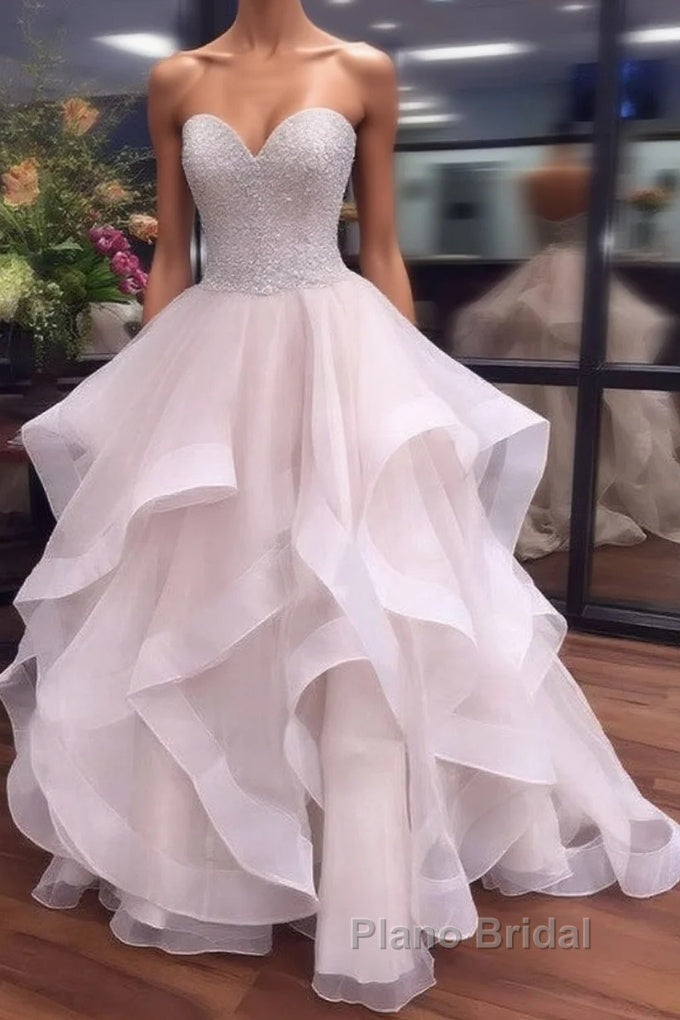 Ball Gown Sweetheart Organza Floor-length Beading Formal Prom Dresses Main image
