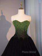 Ball Gown Sweetheart Tulle Black Formal Prom Dresses Formal Dresses