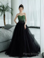 Ball Gown Sweetheart Tulle Black Formal Prom Dresses Formal Dresses