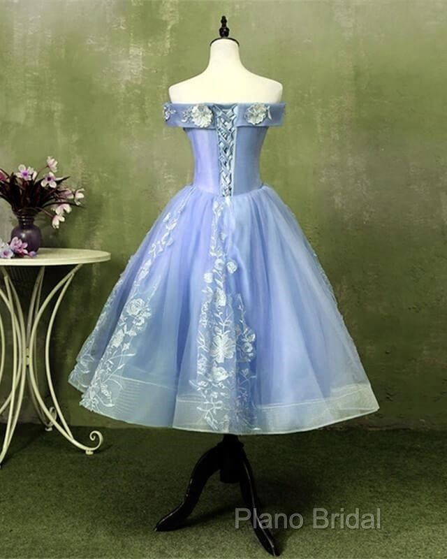 Ball Gown Tea Length Off The Shoulder Embroidery Dresses Secondary image