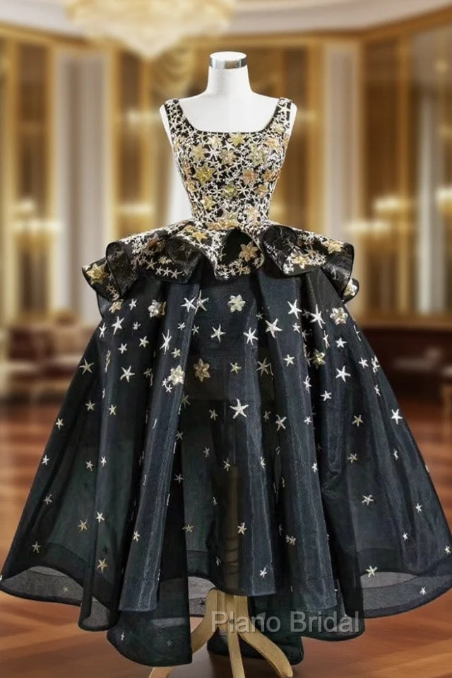Be The Formal Prom Queen Black Ball Gown Tulle  Square Star Sequins Formal Prom Dresses Main image