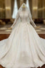 Be The Formal Prom Queen White Tulle Lace Appliques V-neck Long Sleeve Wedding Dresses