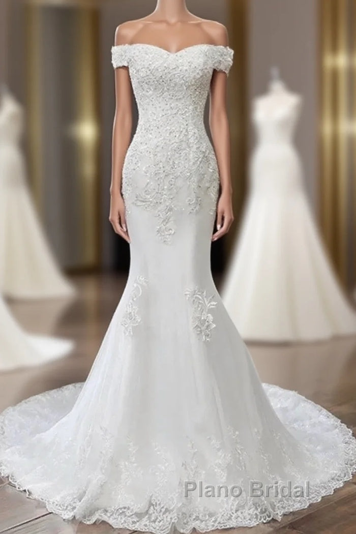 Beaded Embroidered Off-The-Shoulder Wedding Dresses Main image
