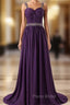 Beading A-line Chiffon Formal Prom Dresses Sweetheart Formal Prom Dresses