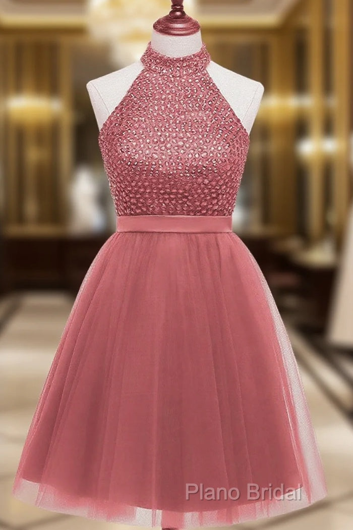 Beading Keyhole Back Homecoming Dresses Main image