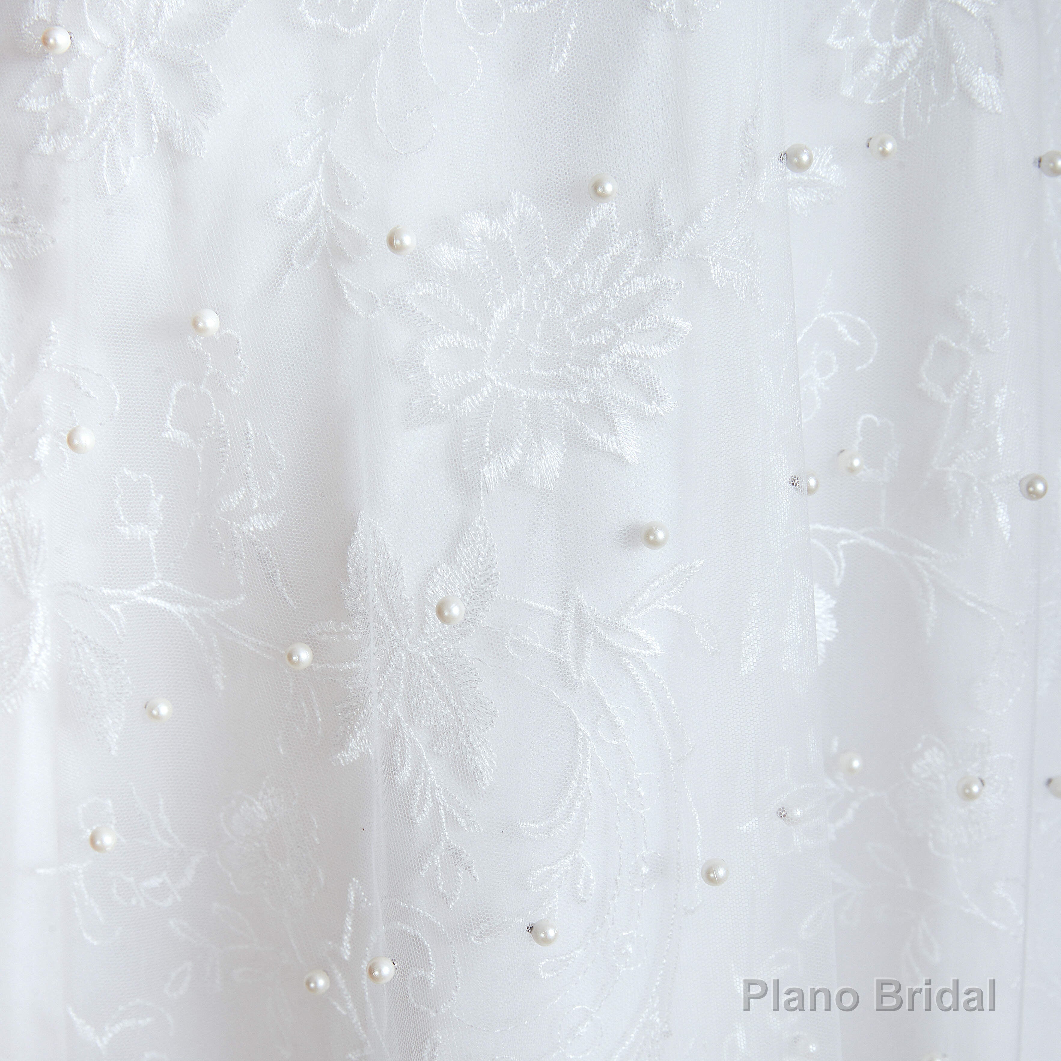 Beading Pearls Lace Floor Length Straps V-Back Backless White A-Line Wedding Dresses