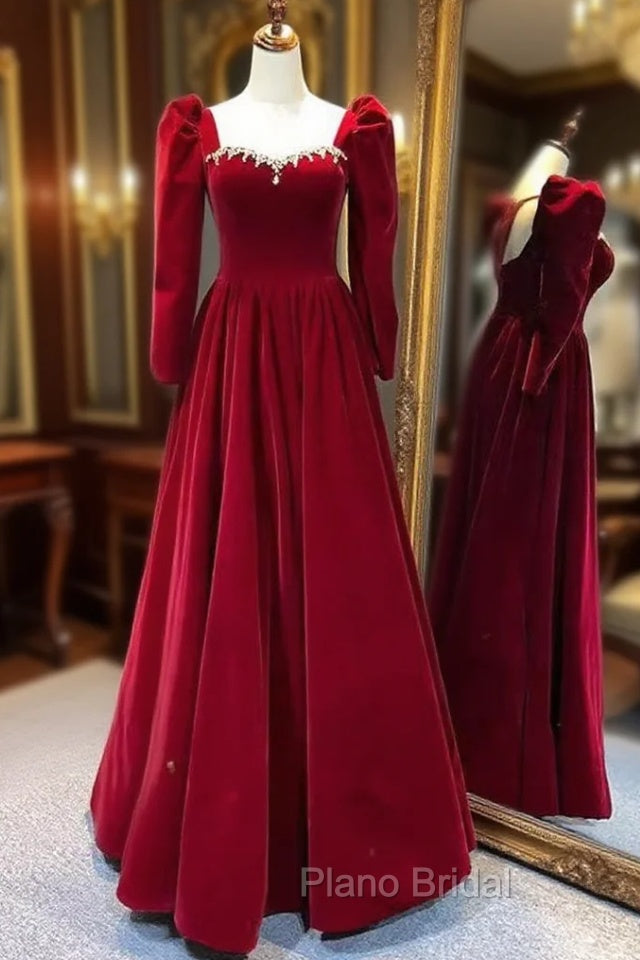 Beautiful A Line Red Velvet Formal Prom Dresses Sweatheart Party Dresses Brithday Ball Gown Main image