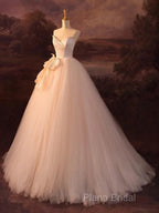 Beautiful A-Line Strapless Tulle Long Formal Prom Dresses Formal Dresses