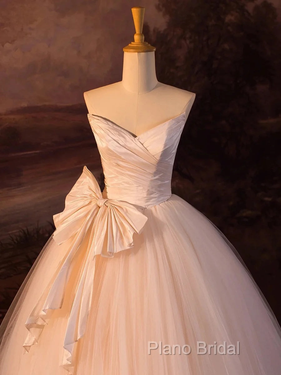 Beautiful A-Line Strapless Tulle Long Formal Prom Dresses Formal Dresses