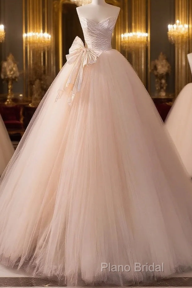 Beautiful A-Line Strapless Tulle Long Formal Prom Dresses Formal Dresses Main image