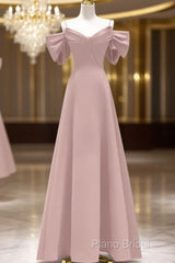 Beautiful A-Line Straps Pink Long Formal Prom Dresses