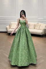 Beautiful Ball Gown Green Lace Formal Prom Gown Long Formal Prom Dresses