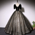 Beautiful Black Tulle Short Sleeves Long Party Dresses Black Short Sleeves Formal Prom Dresses Formal Prom Dresses shops