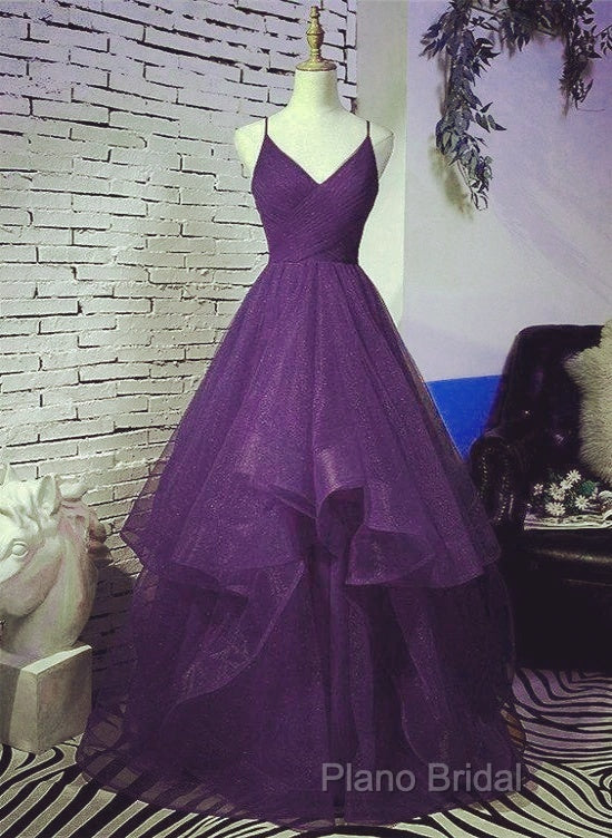 Beautiful Dark Purple Tulle Layers Formal Gown, Purple Formal Party Dresses Secondary image