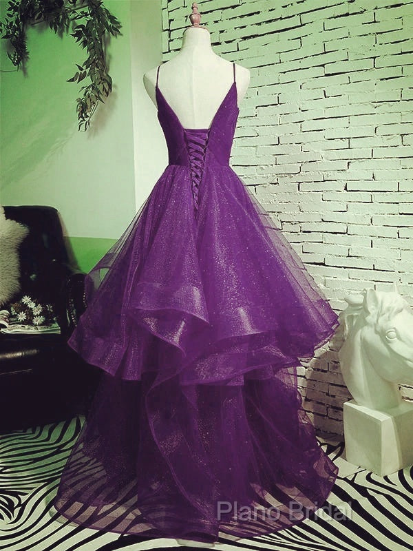 Beautiful Dark Purple Tulle Layers Formal Gown, Purple Formal Party Dresses