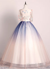 Beautiful Gradient Ball Gown Long Party Dresses, Gradient Formal Dresses