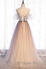 Beautiful Gradient Tulle With Straps Sweetheart Party Dresses, A-Line Tulle Evening Dresses Formal Prom Dresses